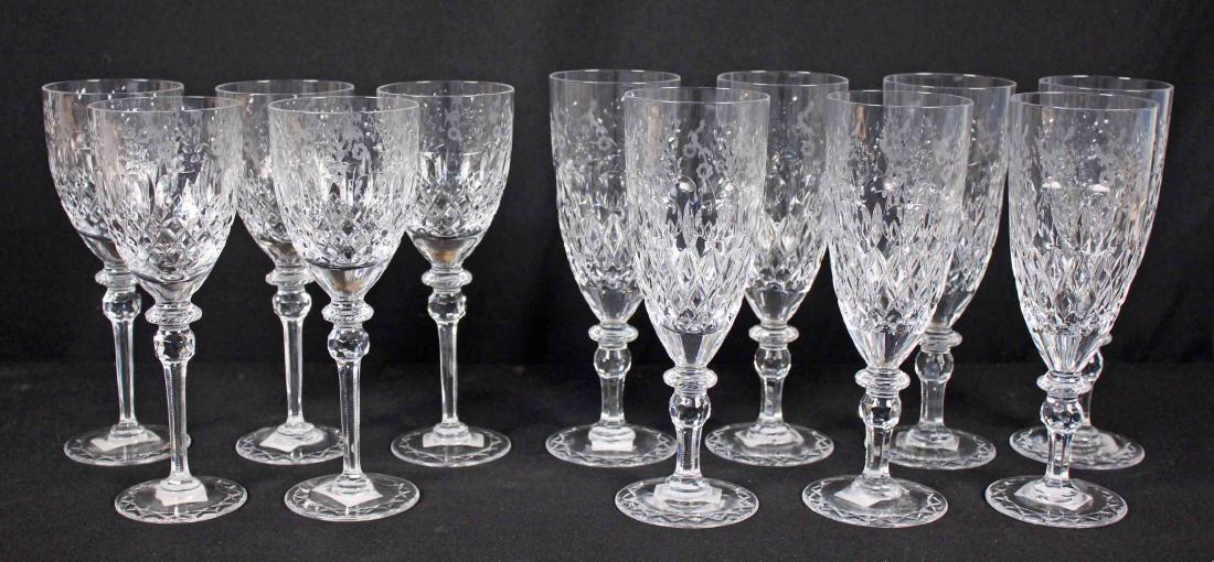 12 Rogaska Gallia Crystal Etched Wine Glasses: Set of 12 Rogaska Gallia 24% Leaded Crystal Etched Wine Glasses. Each glass has the maker's signature finely acid etched on the base. Glasses measure 9 1/4" High.
