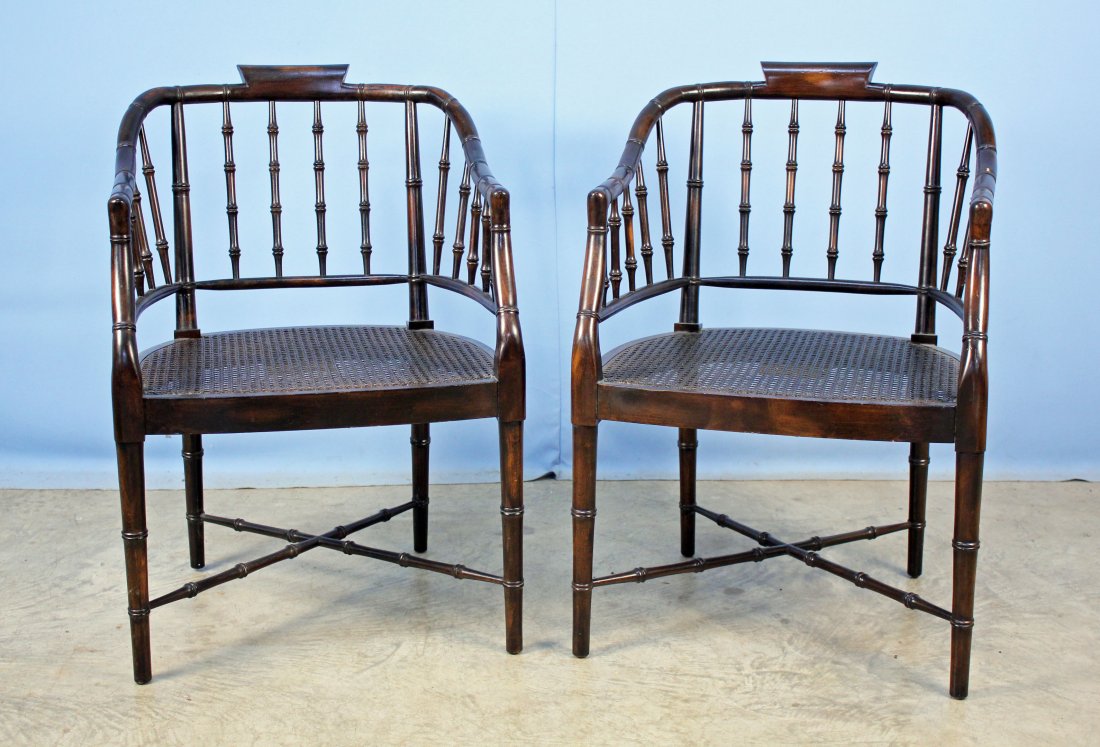 Pair of Century Furniture Faux Bamboo Cane Bottom (1 of 5)