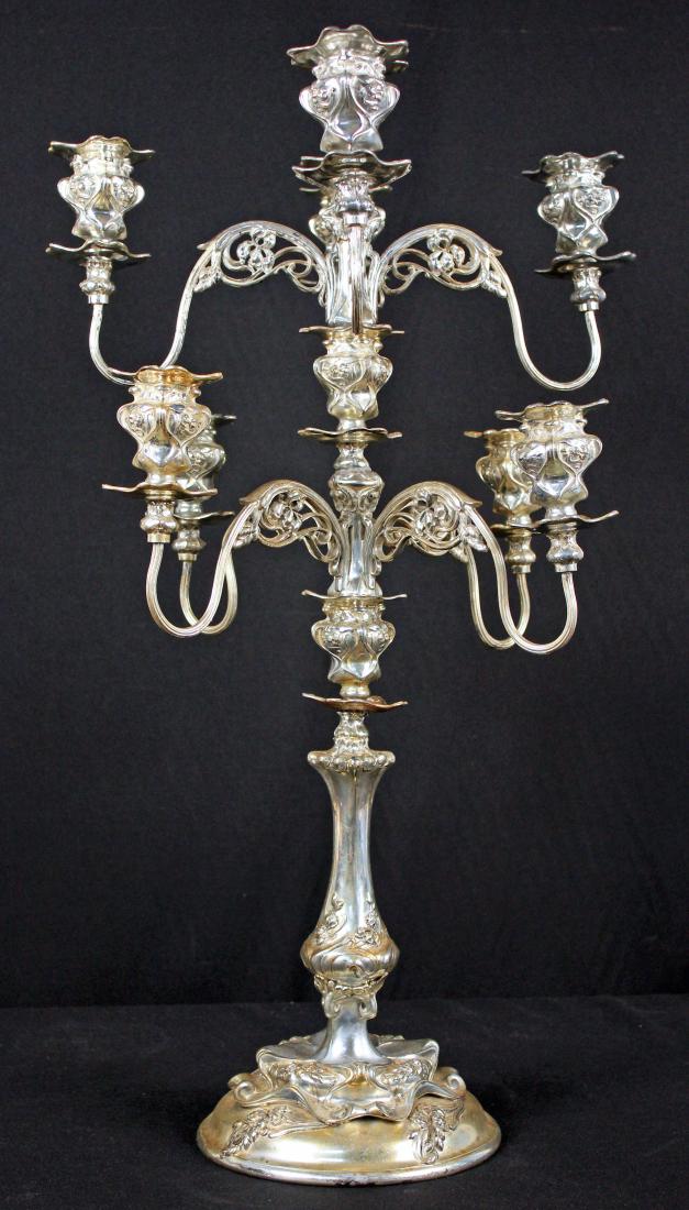 Large Silver Plate Double Tier Candelabra (1 of 5)