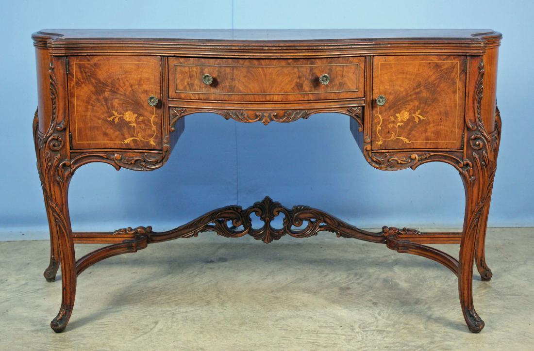 French Serpentine Front Burl Walnut Vanity (1 of 4)