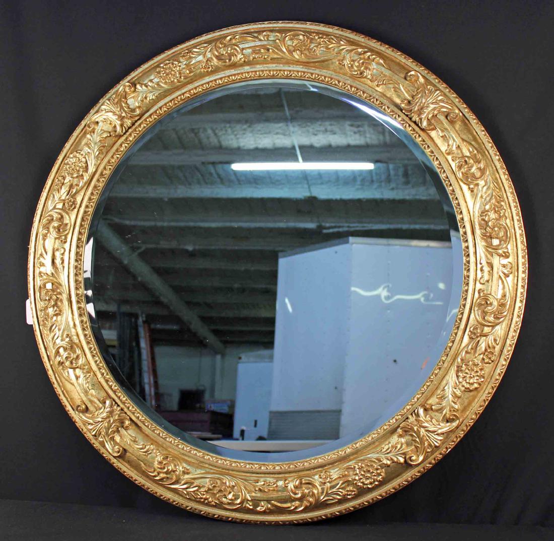 La Barge Large Round Gilt Gold Beveled Edge Mirror (1 of 4)