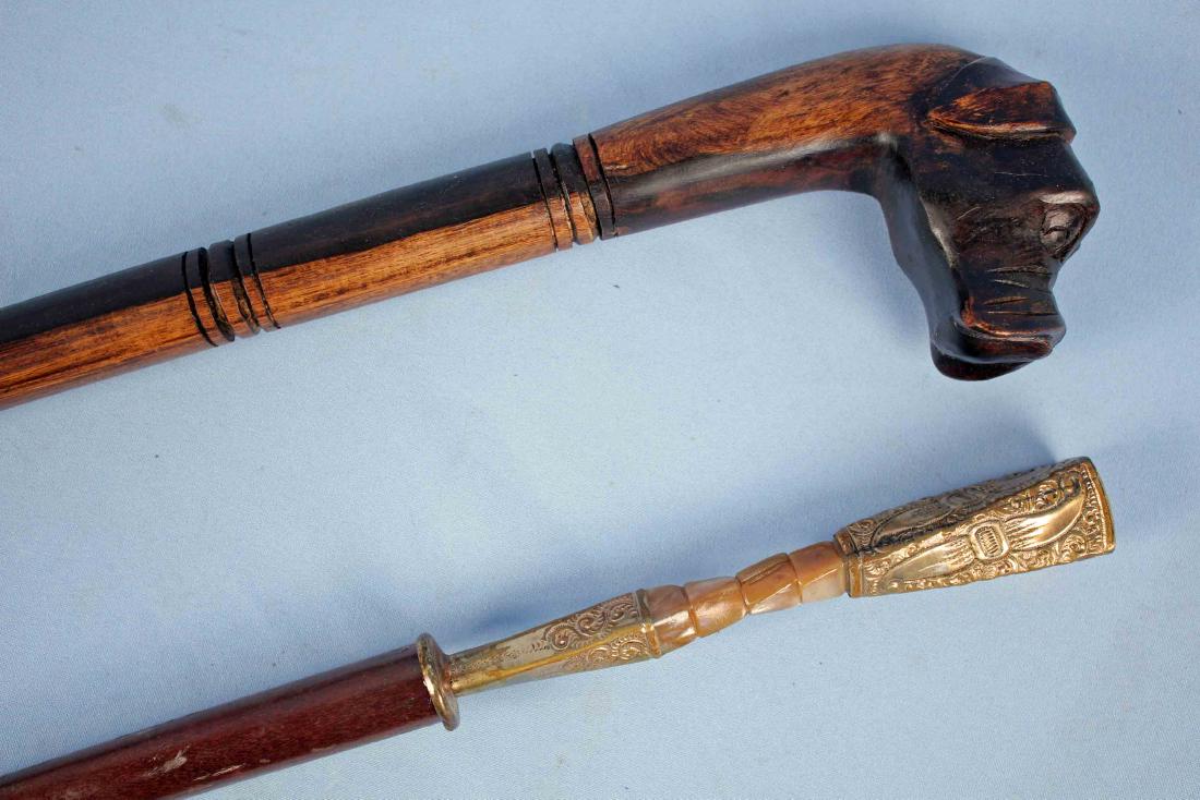 Two Walking Canes, Mother Pearl and Dog's Head (1 of 3)
