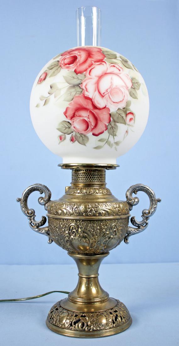 New Rochester Brass Lamp with Hand Painted Shade (1 of 4)