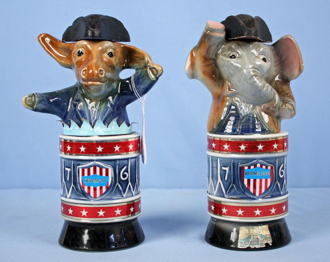 Jim Beam Figural Whiskey Bottles Demo & Republican (1 of 4)