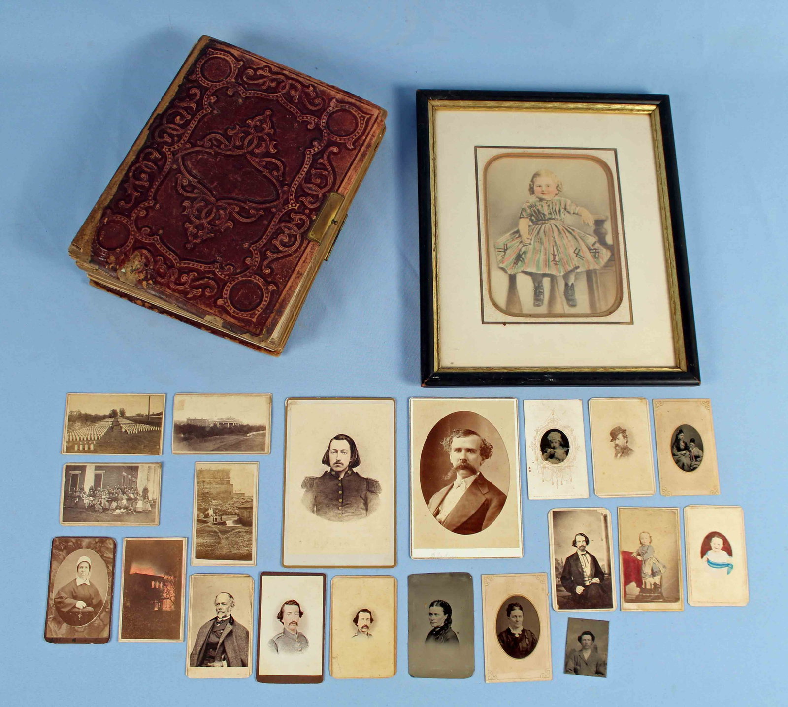 19th C. Photos Incl. Civil War Officers: Approx. 100 19th Century Photos Including Civil War Soldiers and Officers. (1) Confederate General Joseph Eggleston Johnston CDV published by E & H.T. Anthony New York from the Matthew Brady Negative.