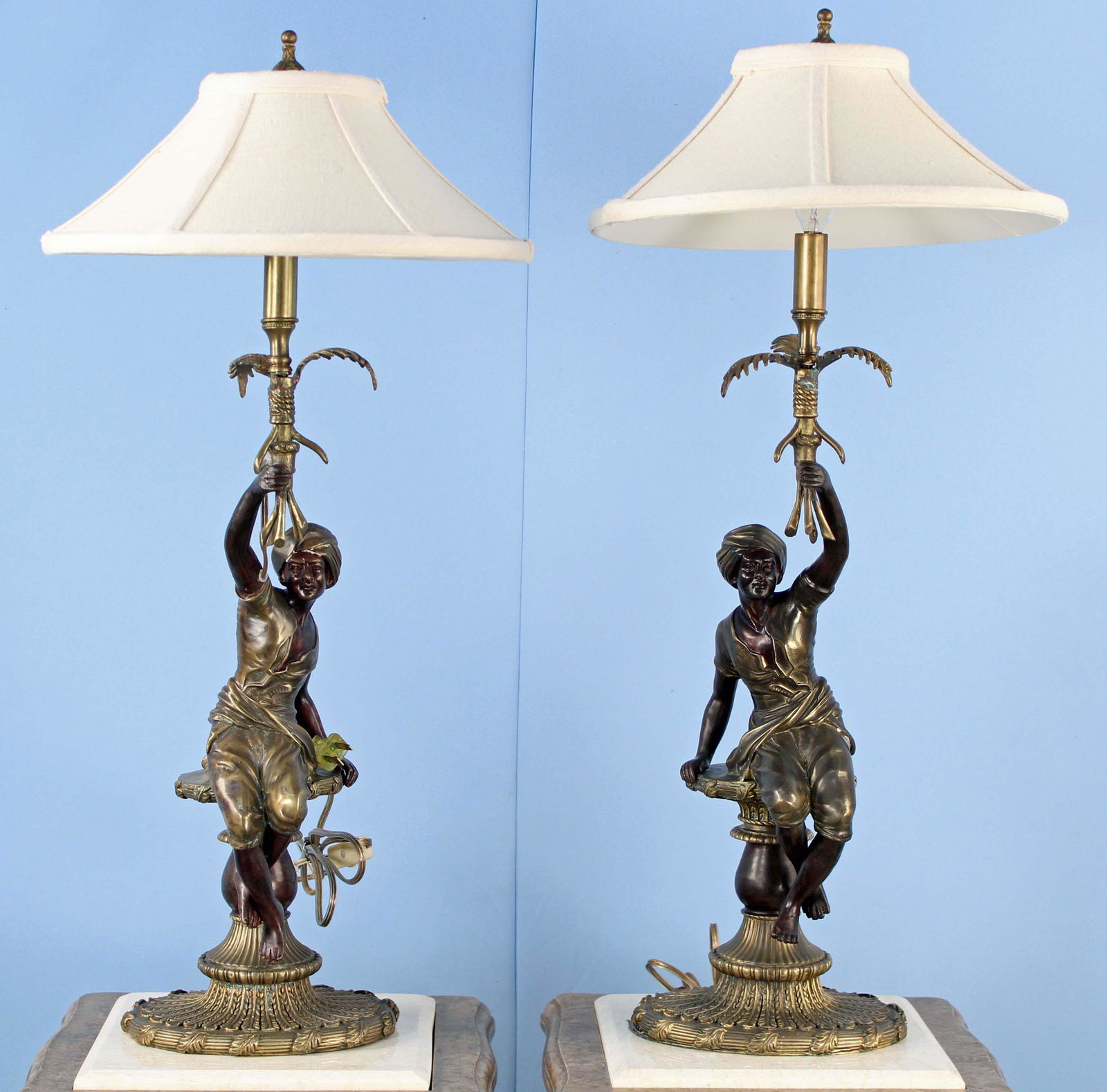 Pair of Bronze Blackamoor Lamps Attr. John Richard (1 of 4)