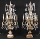 Pair of French 18th C. Style Candelabras w/ Prisms