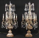 Pair of French 18th C. Style Candelabras w/ Prisms