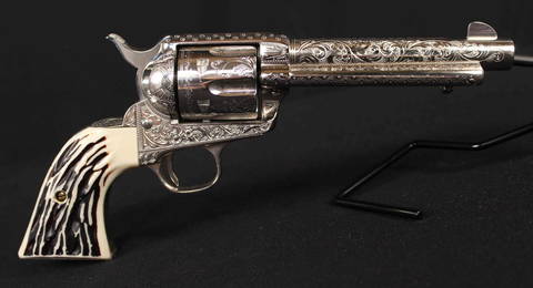 1897 Colt SAA  Engraved Nickel 45 Cal. Revolver