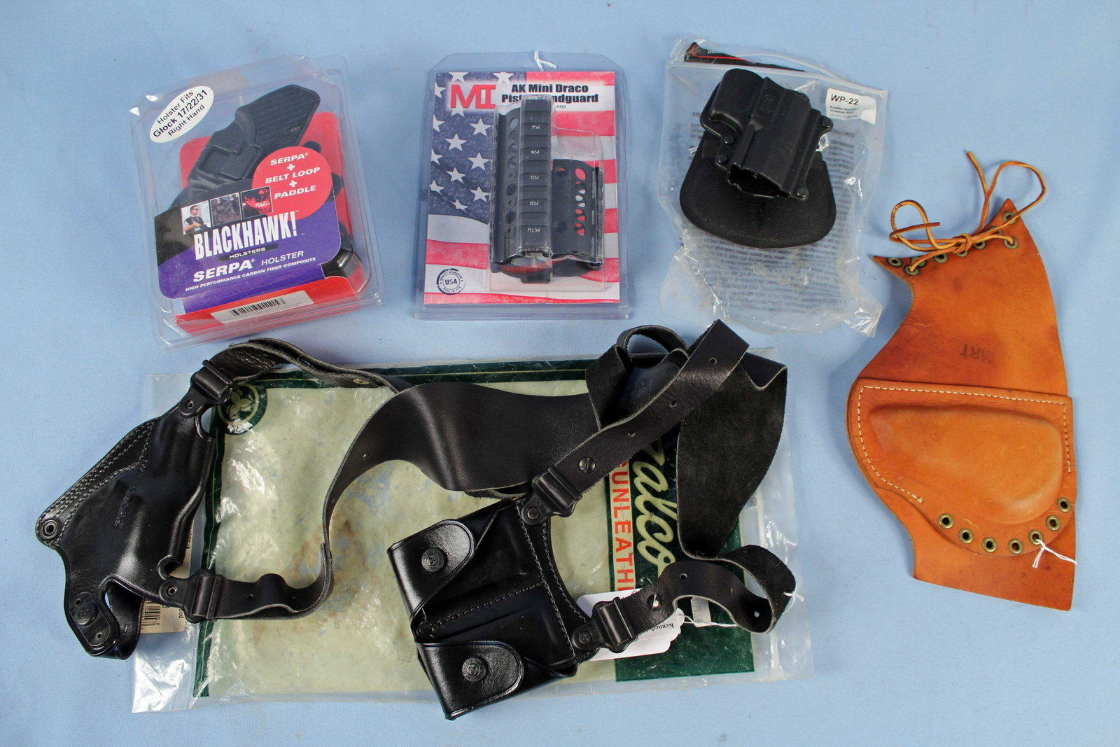 Galco, Midwest, Serpa, Etc., Holsters, Handguard: Galco, Midwest, Serpa, Etc., Holsters, Handguard. (1) Galco SS2 S&W J frame models shoulder holster system. right handed. Fits models like 36, 60, 442, 640, 649, S&W J FR 2", 3" hammer models, S&W 2",