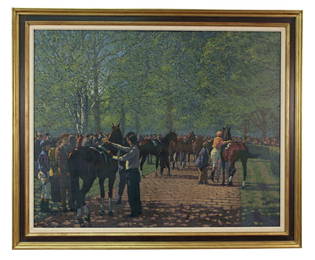 Peter Howell (British, b. 1932) Saddling Keeneland