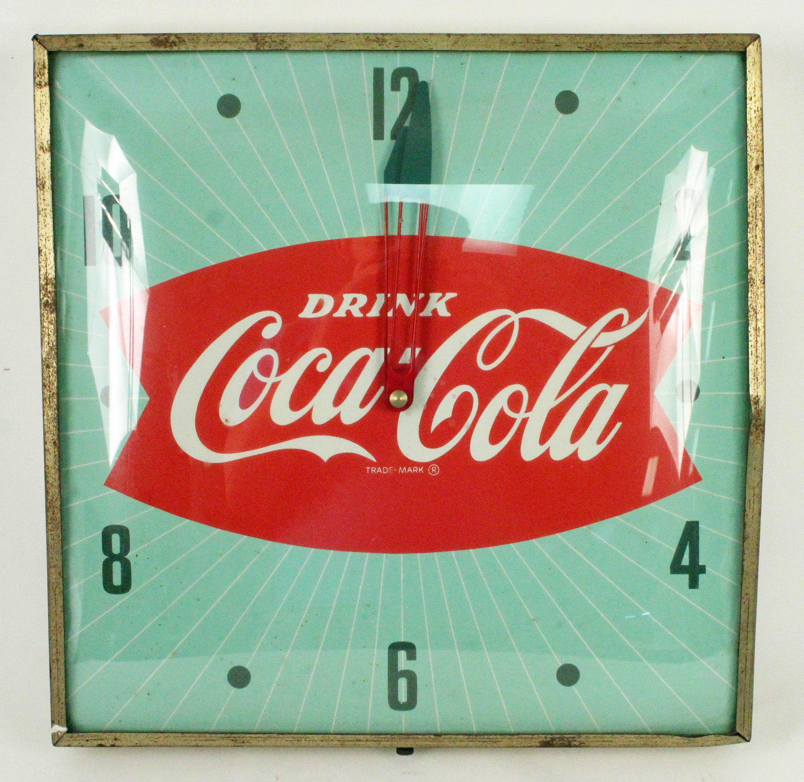 1950s Coca Cola Green Fishtail Pam Clock (1 of 4)