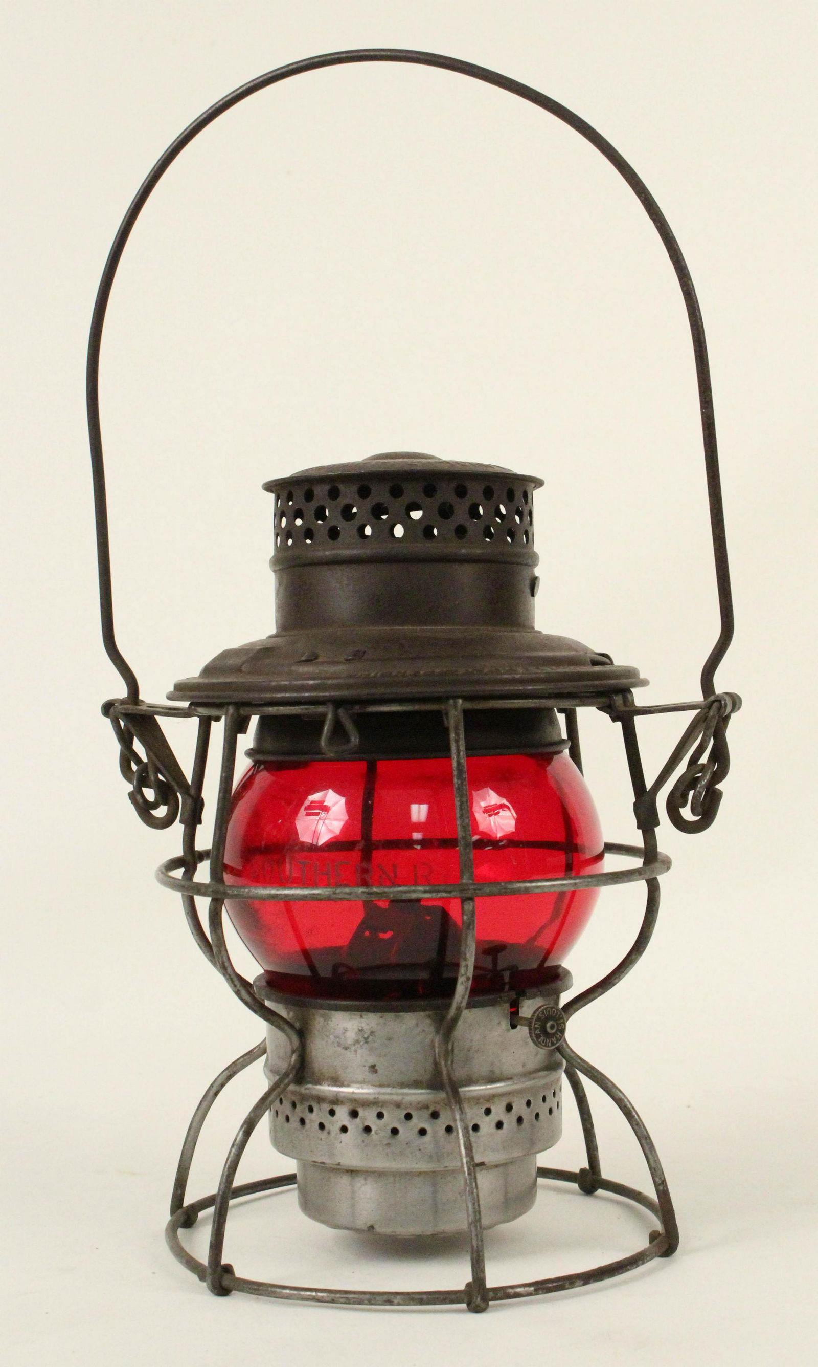 Southern Railway Lantern w/ Signed Ruby Globe (1 of 6)