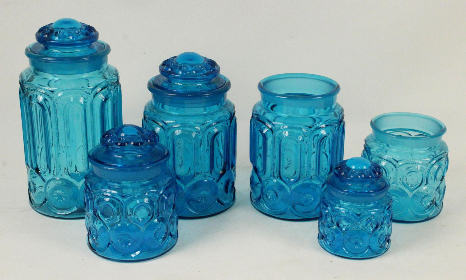 Four Piece Blue Moon & Star Canister Set w/ Extra (1 of 2)