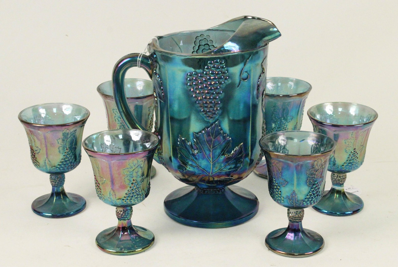 7 Pieces of Indiana Glass Blue Carnival Water Set (1 of 2)