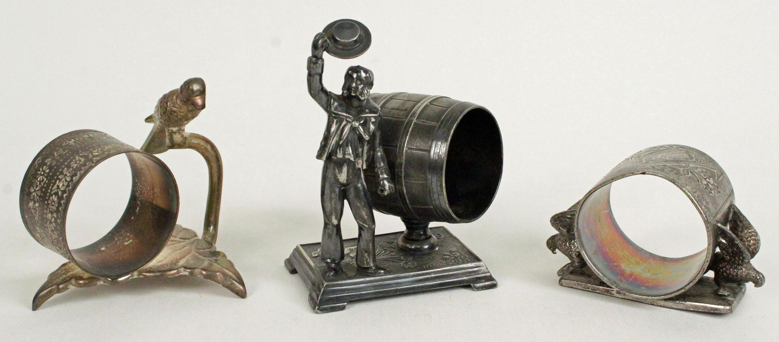3 Victorian Napkin Rings, Birds & Sailor w/ Hat (1 of 3)