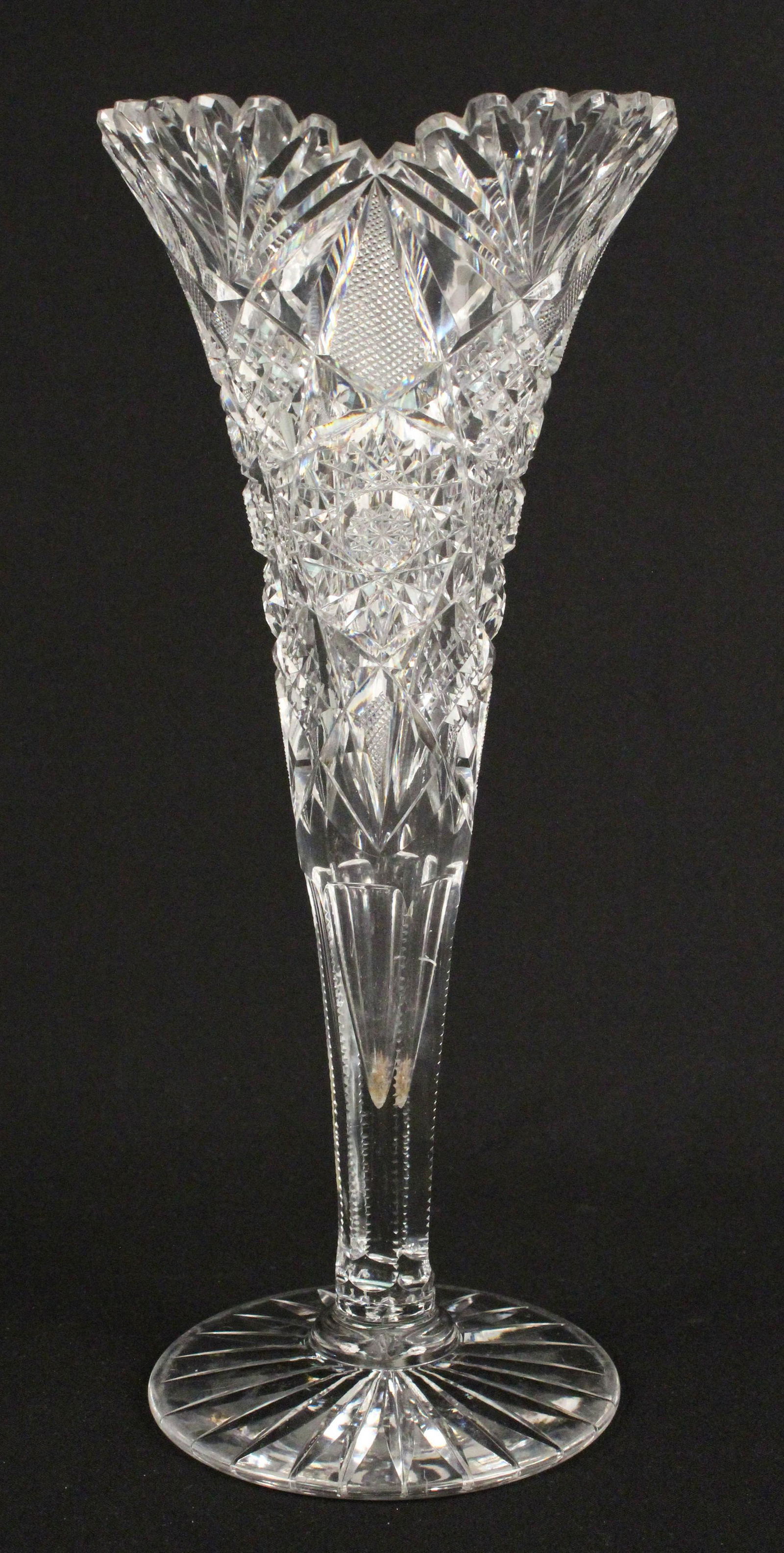 Unsigned American Brilliant Cut Glass Trumpet Vase (1 of 5)