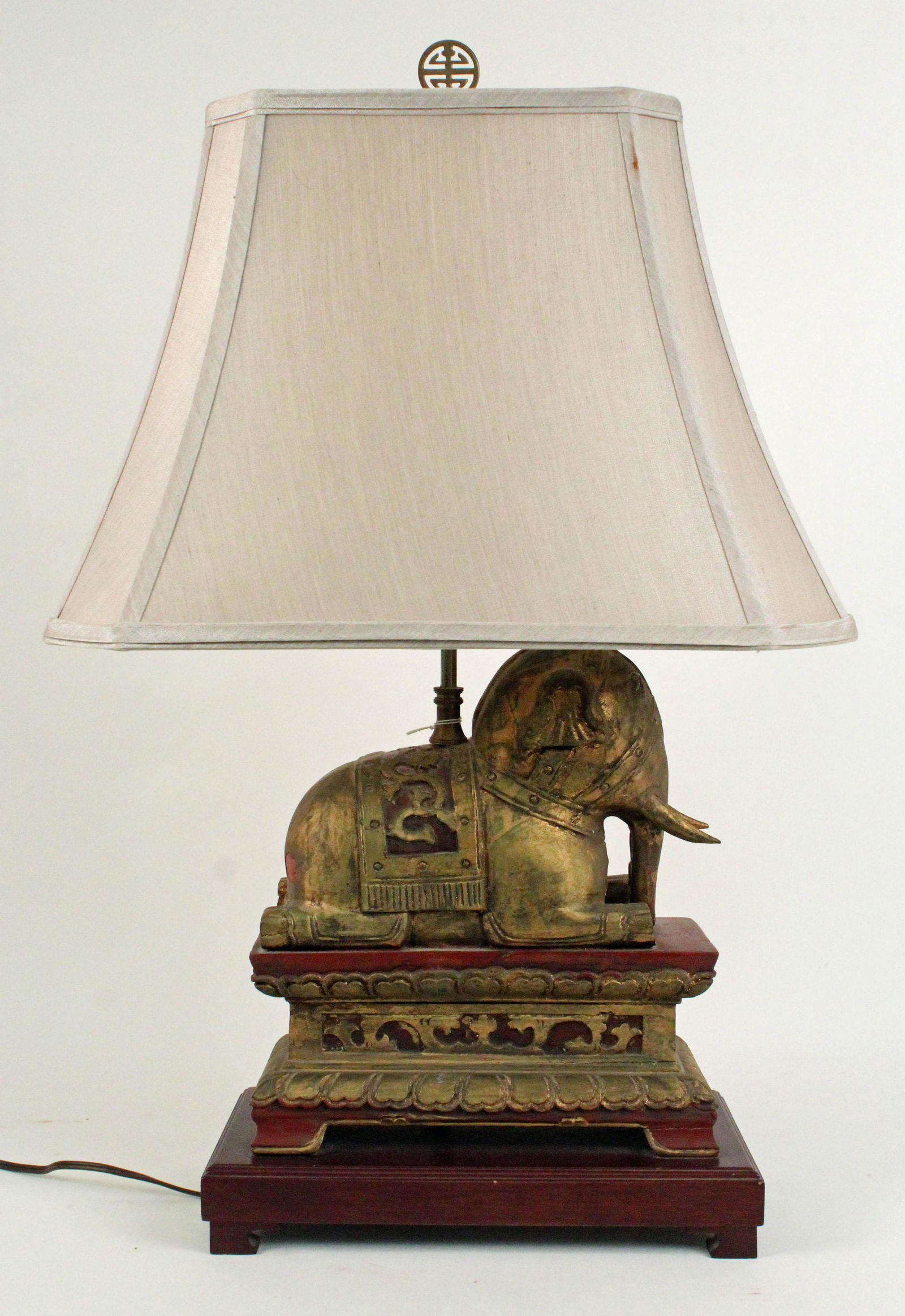 Elephant Lamp with Fine Cloth Shade (1 of 3)