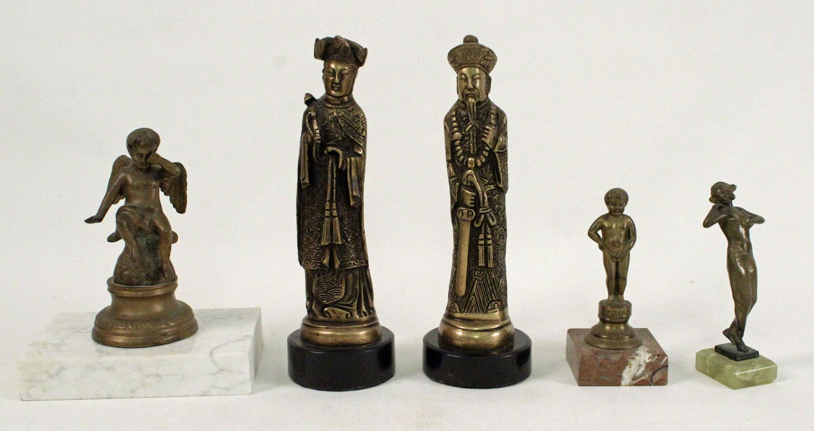 Five Bronze and Marble or Onyx Paperweights (1 of 2)