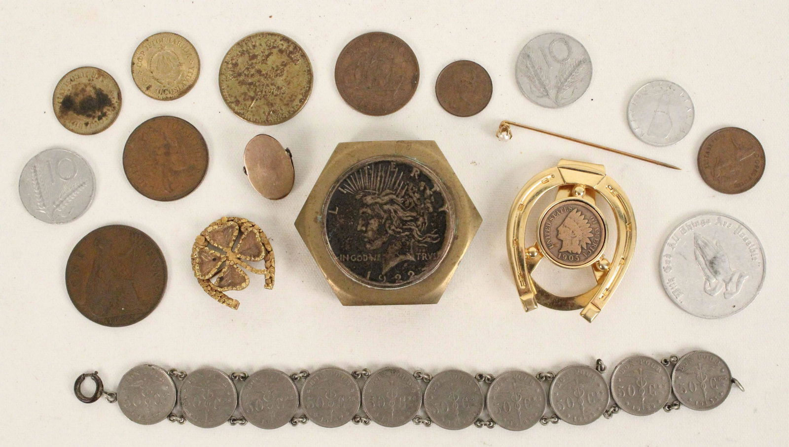 Group 1922 Peace Silver Dollar, Coins, Stick Pin (1 of 4)