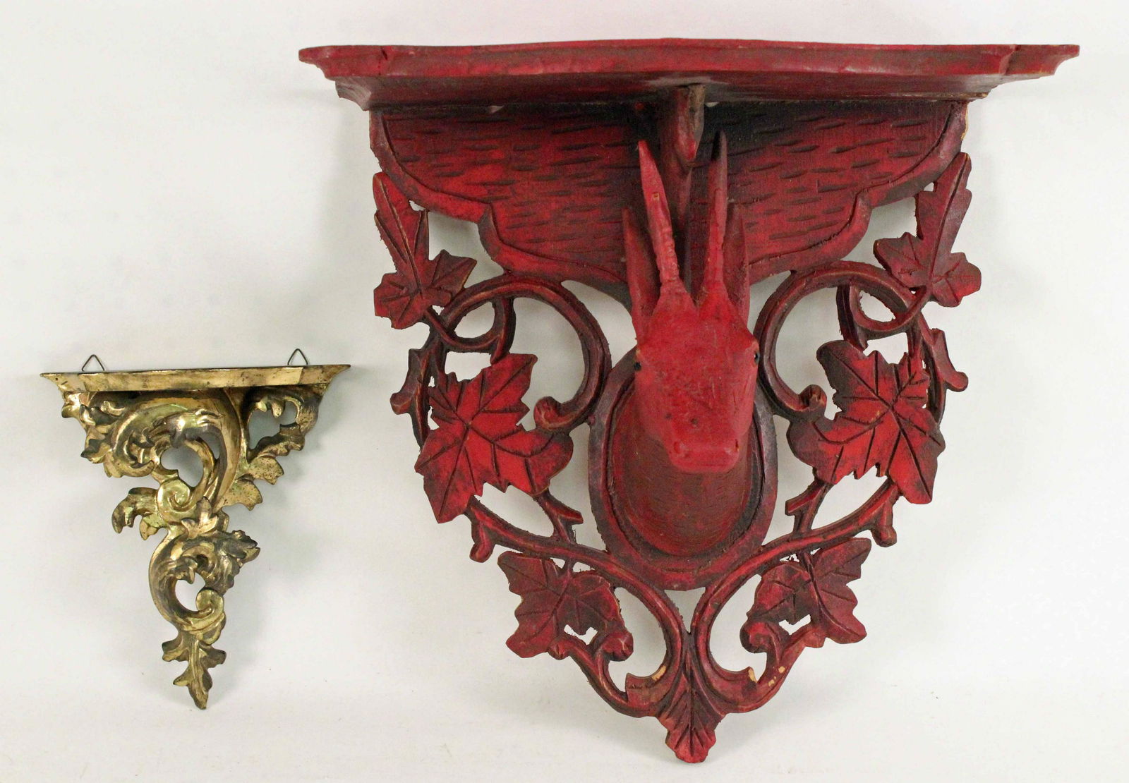 Black Forrest Style Wall Bracket w/ Deer (1 of 5)