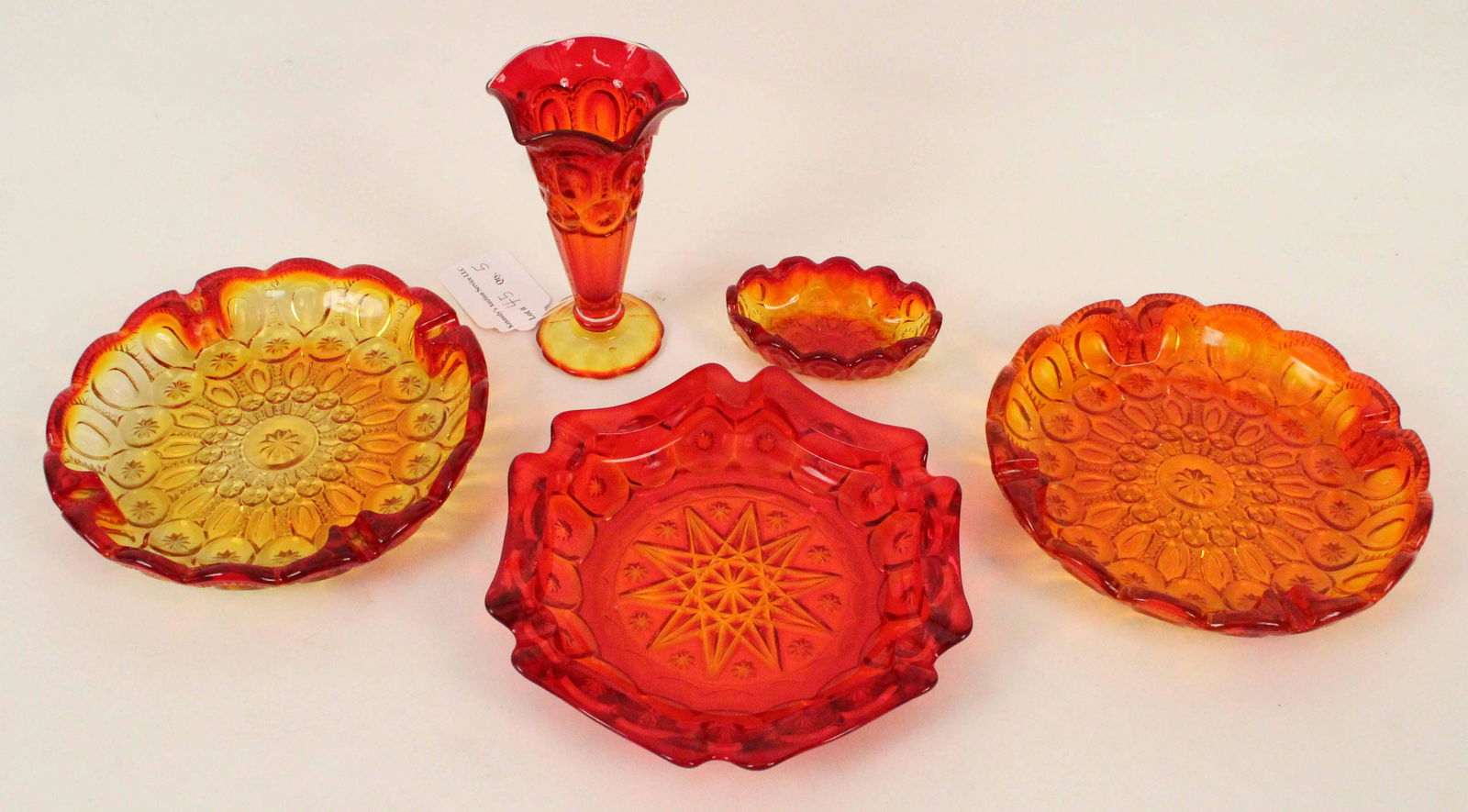 Five Amberina Moon & Star, Ash Trays, Etc. (1 of 4)