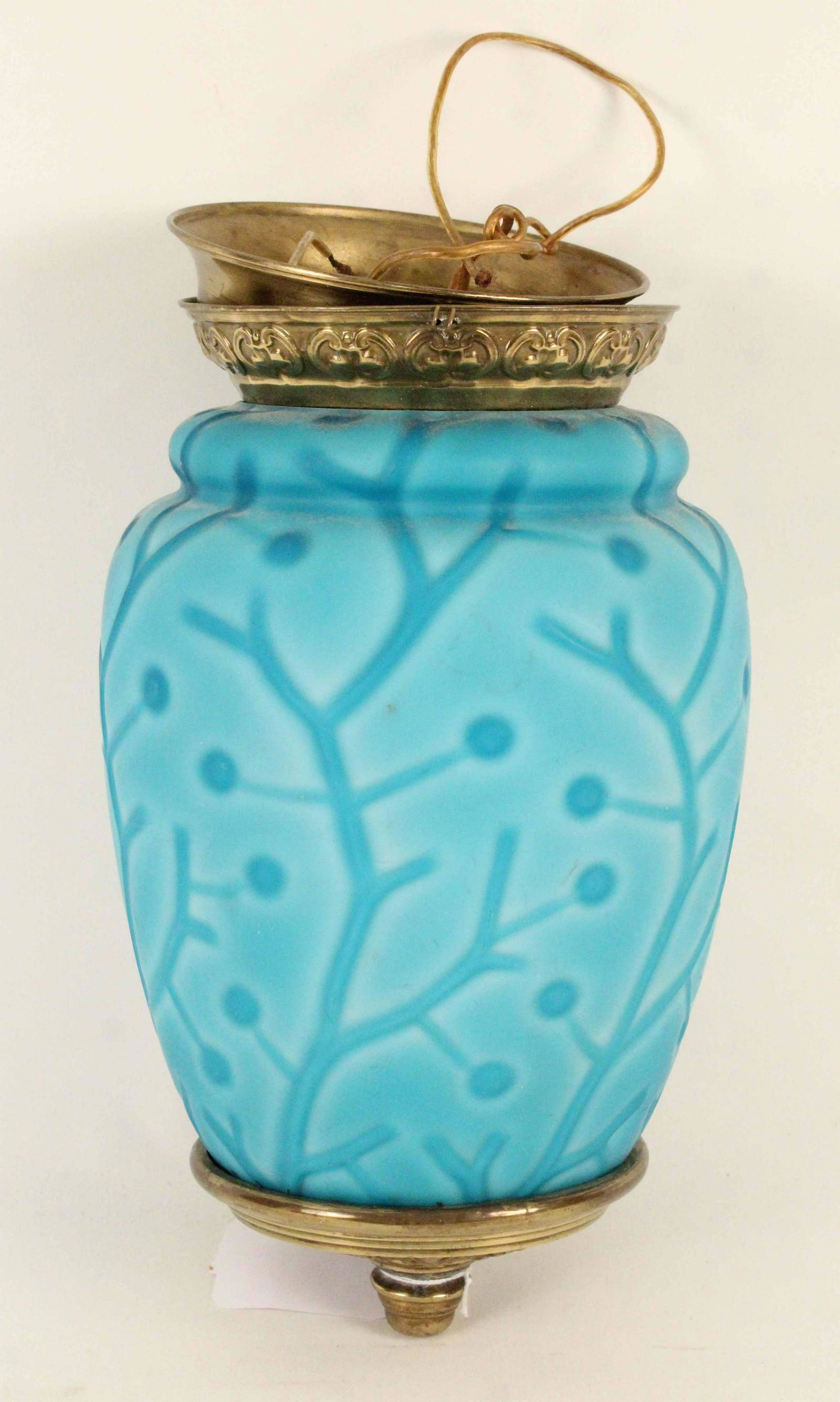 A Blue Satin Glass Hanging Light (1 of 3)