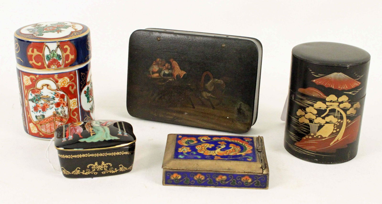 Group of Five Boxes w/ Russian Lacquer Box (1 of 6)