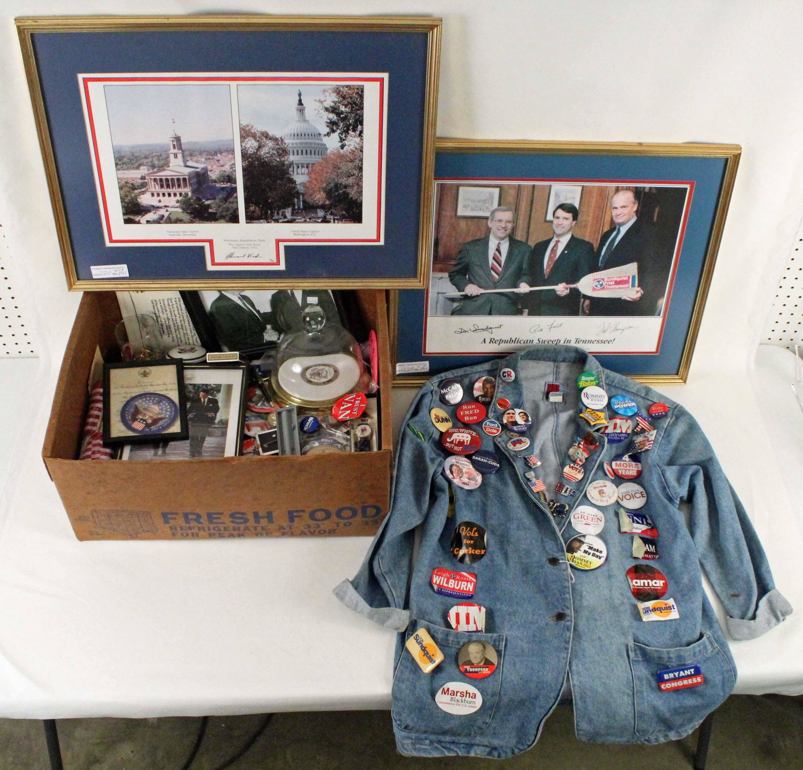 Collection of Republican Campaign Memorabilia: Collection of Republican Campaign Memorabilia. The collection includes the famous Peggy Daniel denim jacket. Condition - Most in good condition.