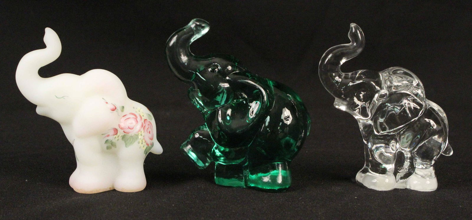 Three Fenton Elephant Figurines, Crystal, Satin (1 of 4)