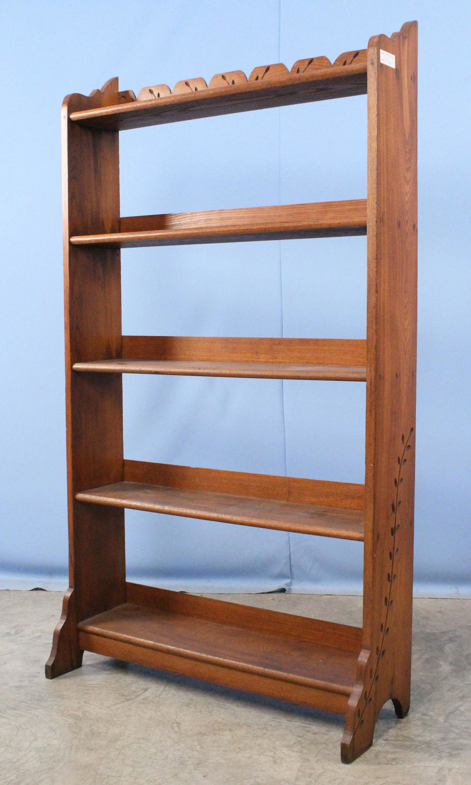 Five Shelf Oak Bookcase w/ Carving (1 of 3)