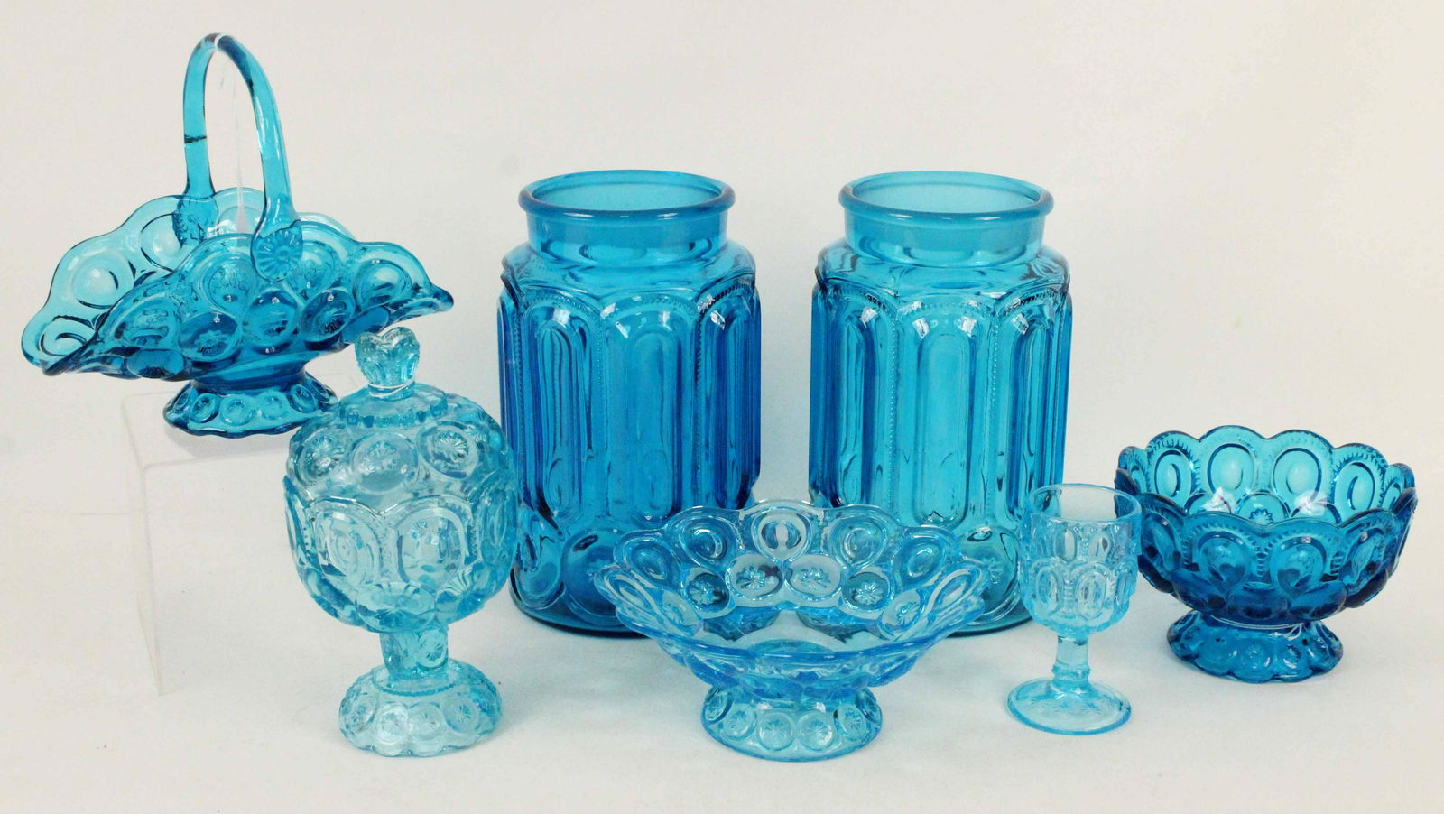 7 Pcs. of Blue Moon & Star, Canisters, Basket, (1 of 4)