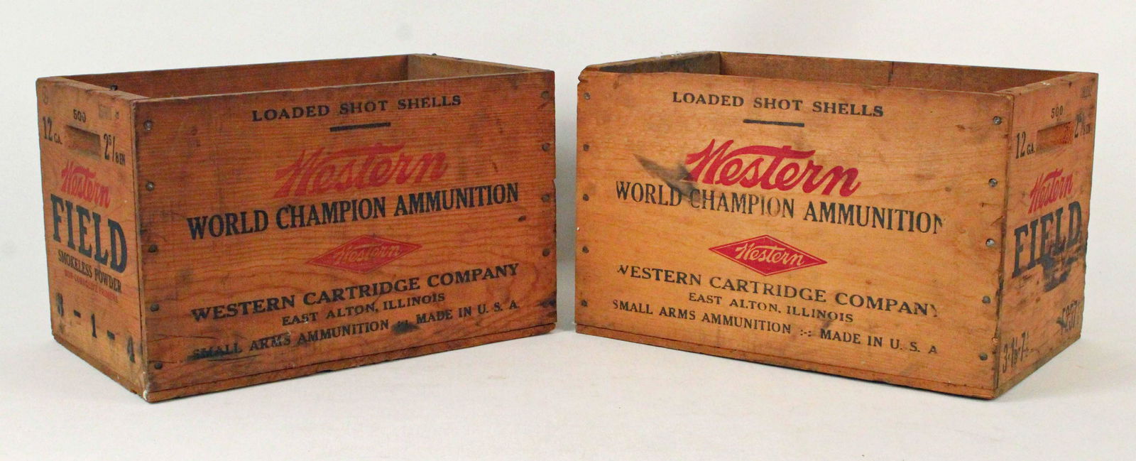 Two Western Field 12 Ga. Wooden Ammo Boxes (1 of 3)