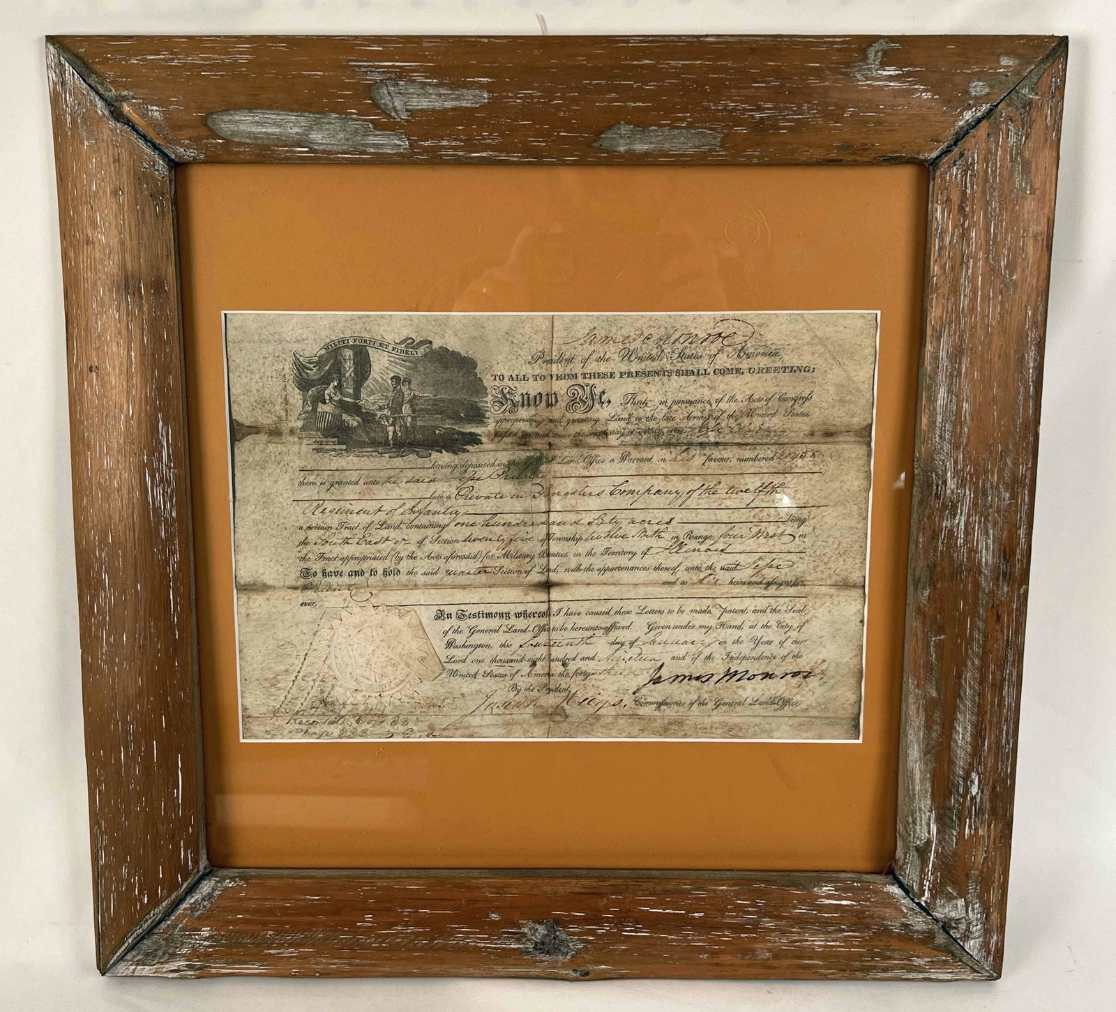 James Monroe Signed 1819 Land Deed (1 of 9)