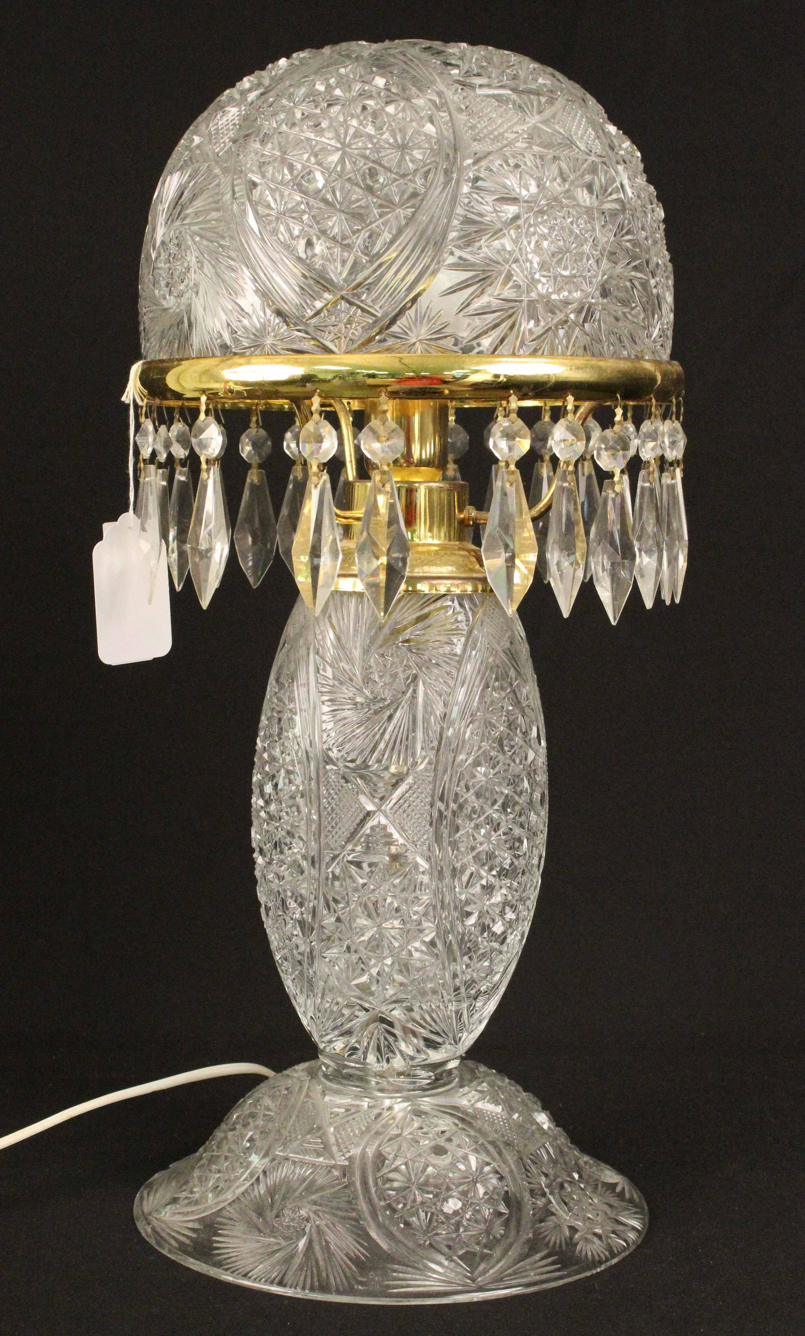 Modern Cut Glass Lamp w/ Prisms & Bowl Shade (1 of 6)