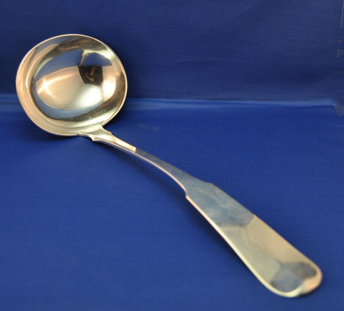 J. G. Goodhue Coin Silver Punch Ladle: J. G. Goodhue, Salem, Mass. (1822-1855) Coin Silver Punch Ladle. 7.4 Troy Oz. 12.25 in. L.