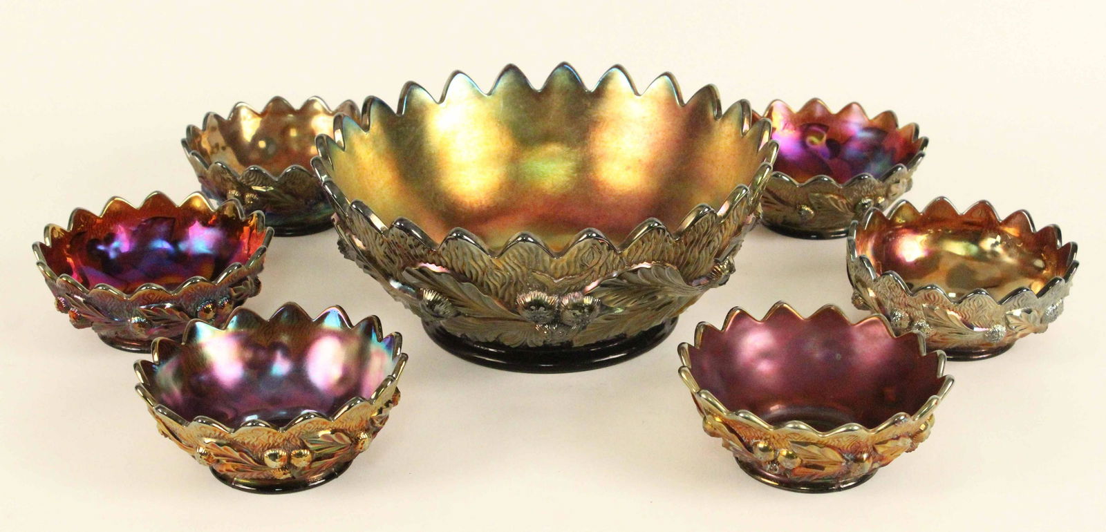 Northwood Acorn Burrs Amethyst Carnival Glass (1 of 5)