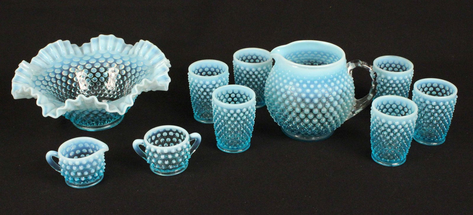 10 Pieces Fenton Blue Opalescent Hobnail (1 of 4)