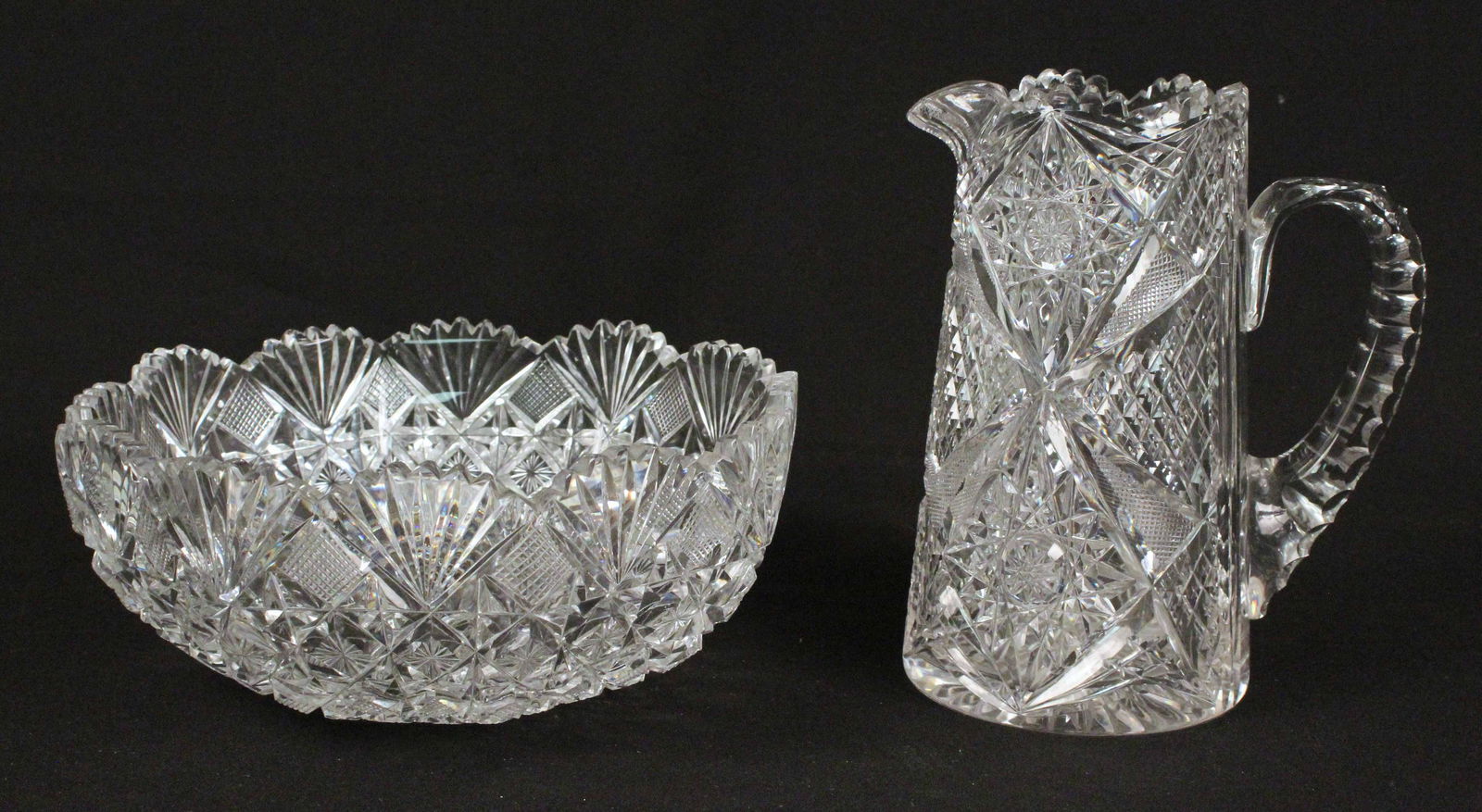 Libbey Signed Pitcher and Unsigned Cut Glass Bowl (1 of 6)