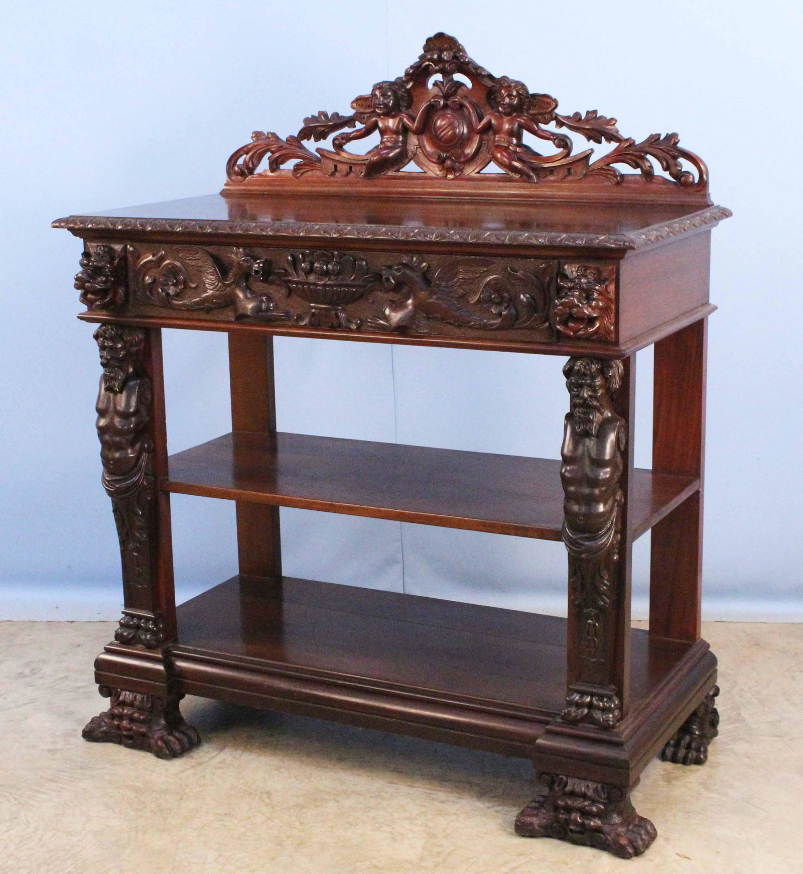 R. J. Horner Atlas Carved Mahogany Server (1 of 8)