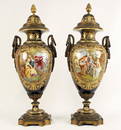 Pair Sevres Style Porcelain Vases19th Early 20th