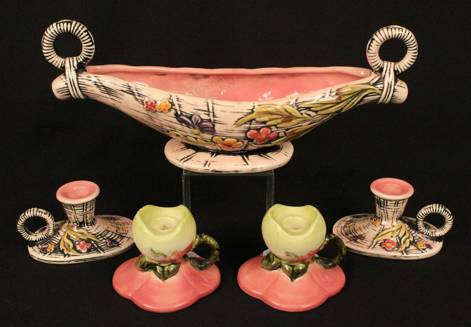 5 Pcs. Hull Art Pottery Console & Candleholders (1 of 5)