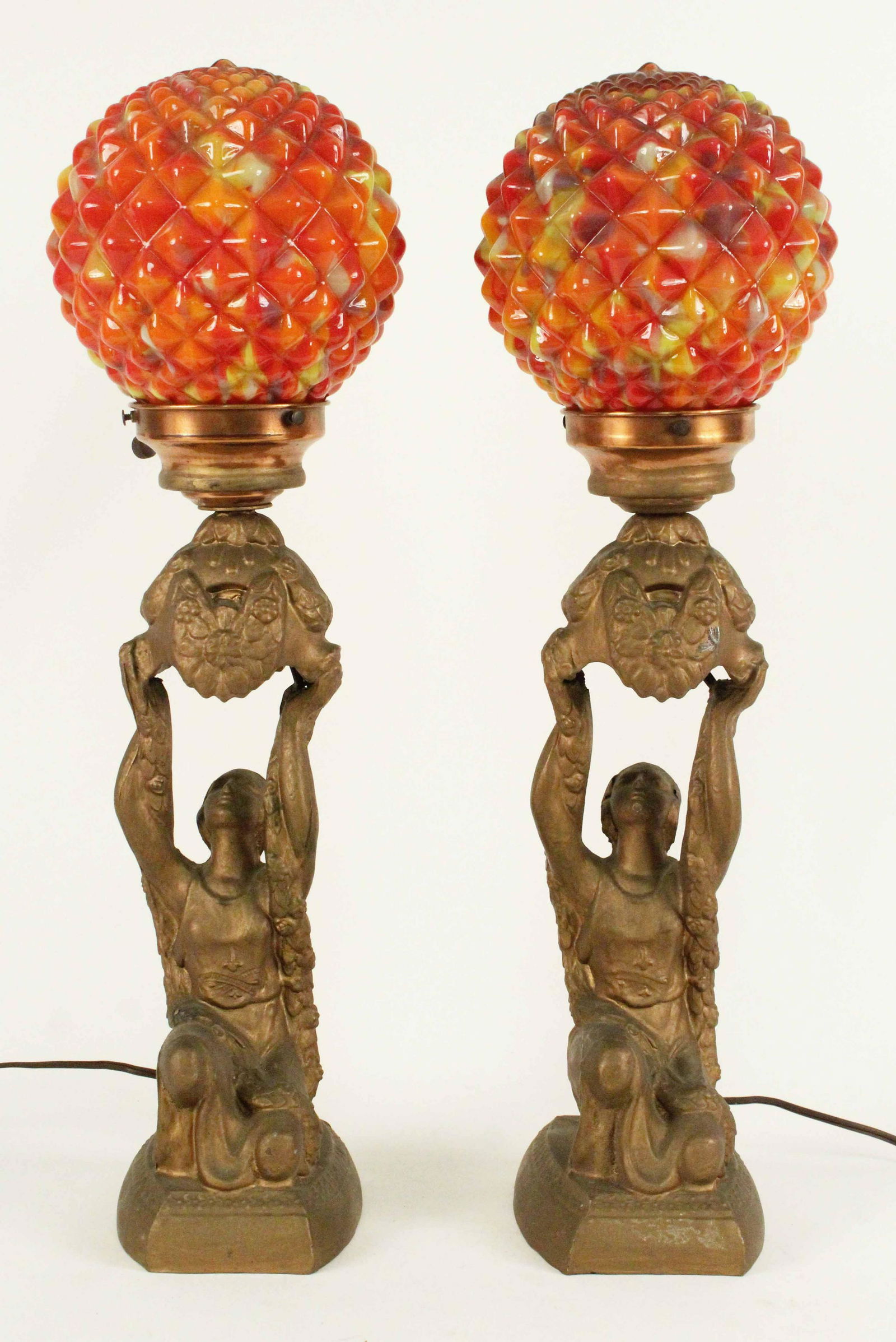Pair of 1920s La Belle Lamps "The Offering" (1 of 5)