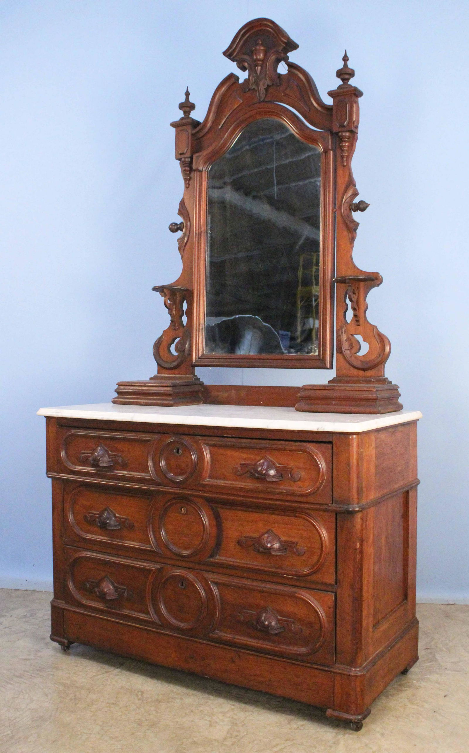 Victorian Renaissance Walnut Marble Top Dresser (1 of 4)