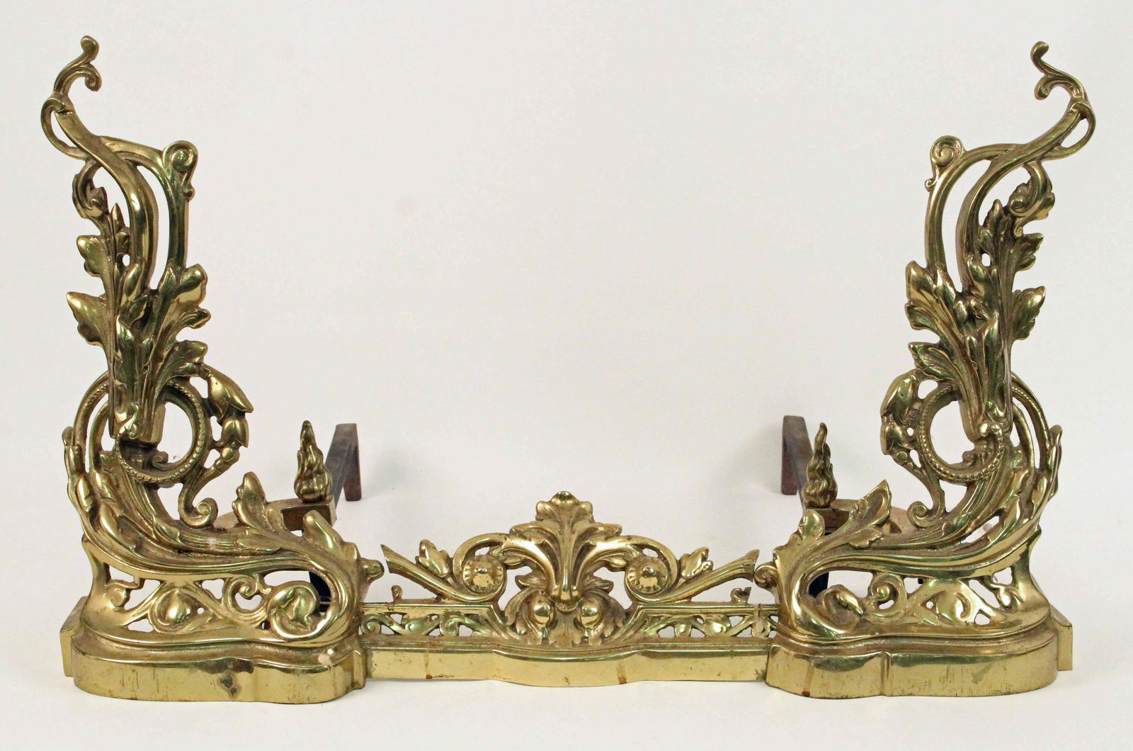 Pair of French Rococo Style Andirons & Fender (1 of 4)
