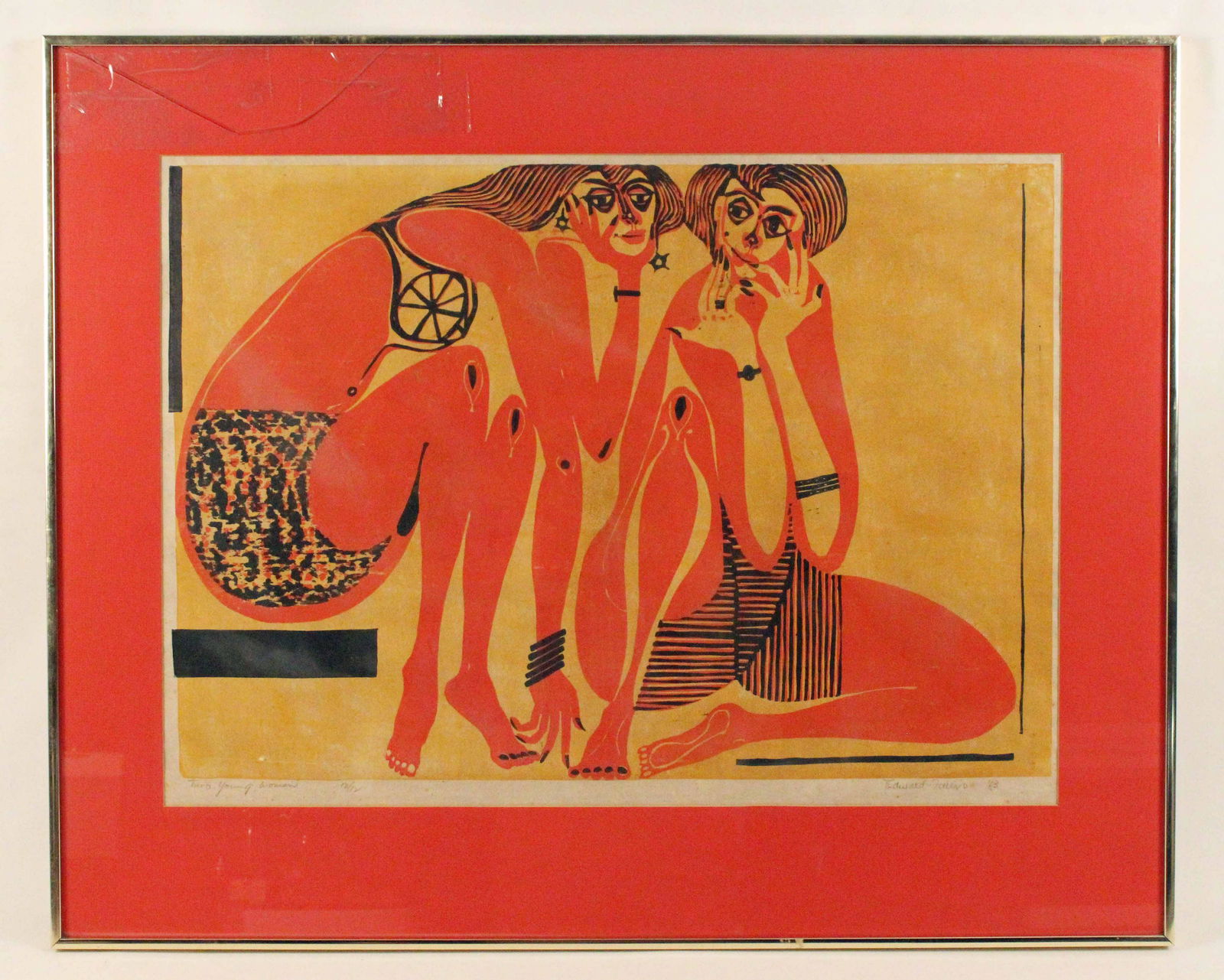 Edward Ted Faiers "Two Young Women" Woodblock (1 of 6)