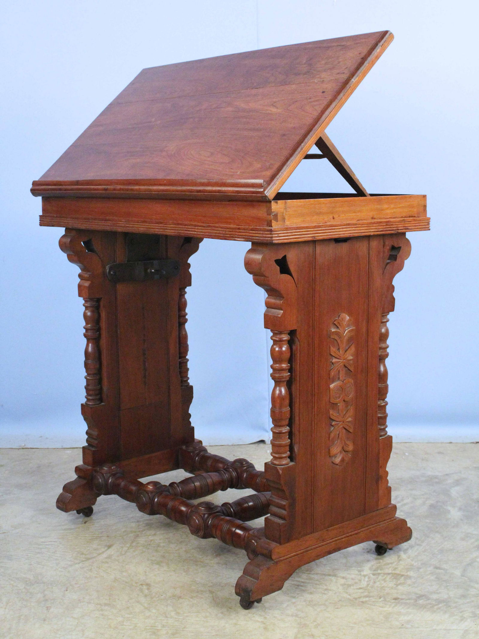 Victorian Walnut Drafting Table w/ Interior Desk (1 of 6)
