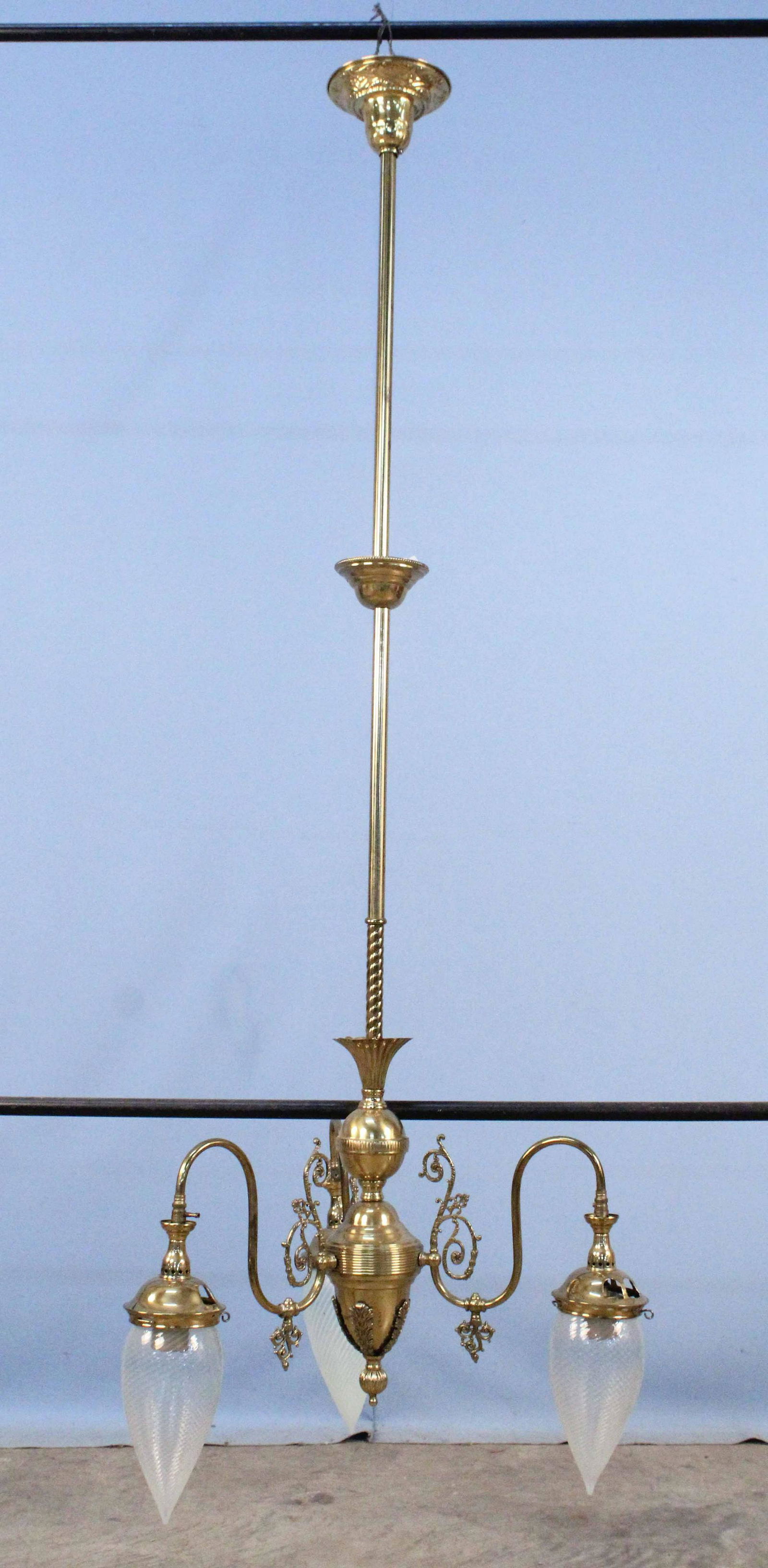 Victorian Brass Three Light Fixture (1 of 5)