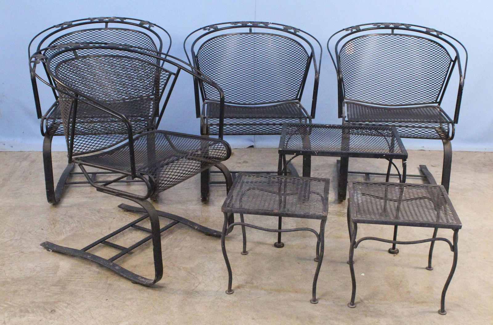 Four Wrought Iron Armchairs, Table & Two Stools (1 of 6)