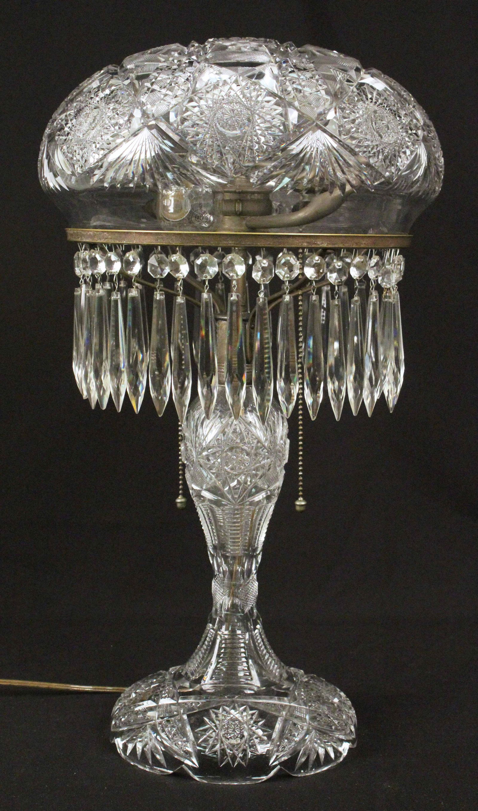 Brilliant Period Cut Glass Lamp with Shade (1 of 8)